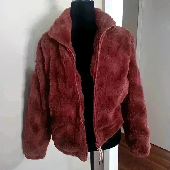 Urban Outfitters Womens Rust Brown Eva Faux Fur Jacket S - Picture 2 of 15